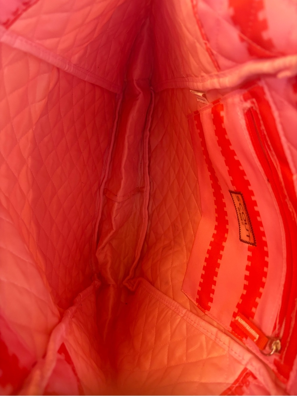 Scout Quilted Pink and Red Striped Tote with Black Straps - Picture 3 of 3